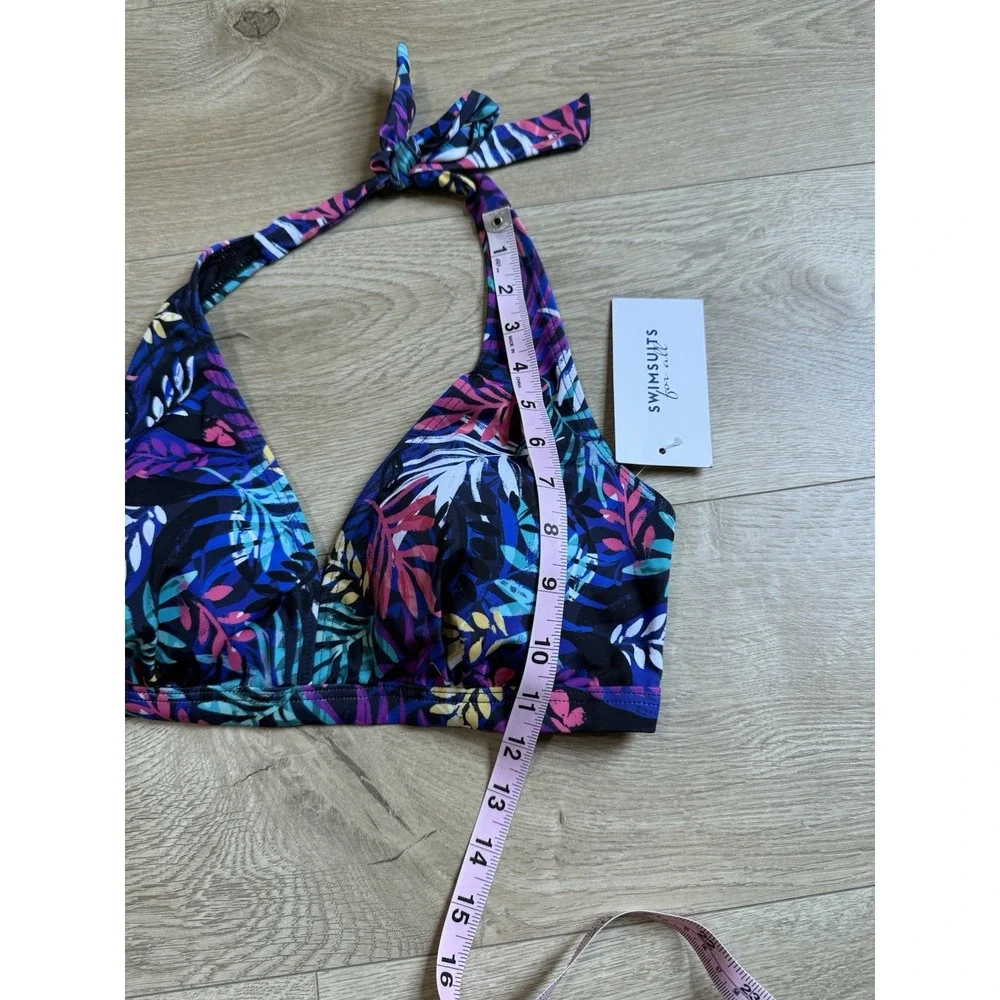 NWT Womens Swimsuits For All Bikini Top And Bottom Set‎ Halter Tropical Size 10